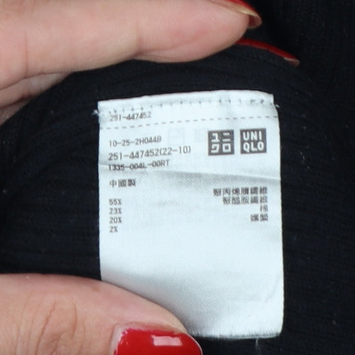 Uniqlo Mame Kurogouchi Women Black M Ribbed High Neck Bell Sleeve Jumper