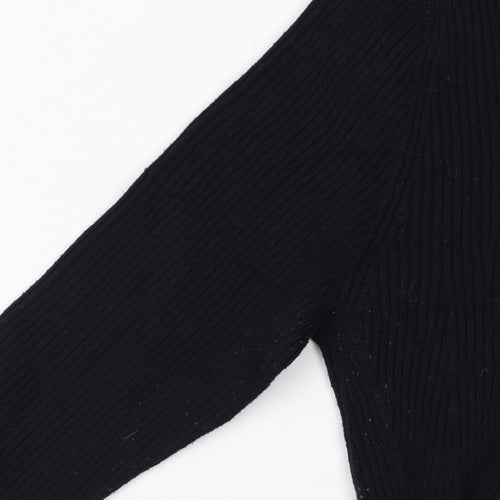 Uniqlo Mame Kurogouchi Women Black M Ribbed High Neck Bell Sleeve Jumper