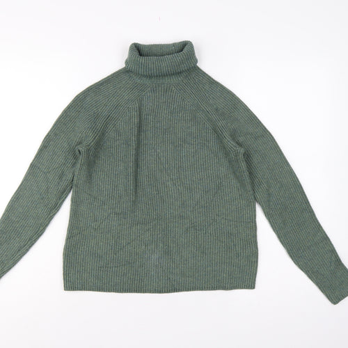 Marks and Spencer Women’s Green Roll Neck Rib Knit Jumper UK 4