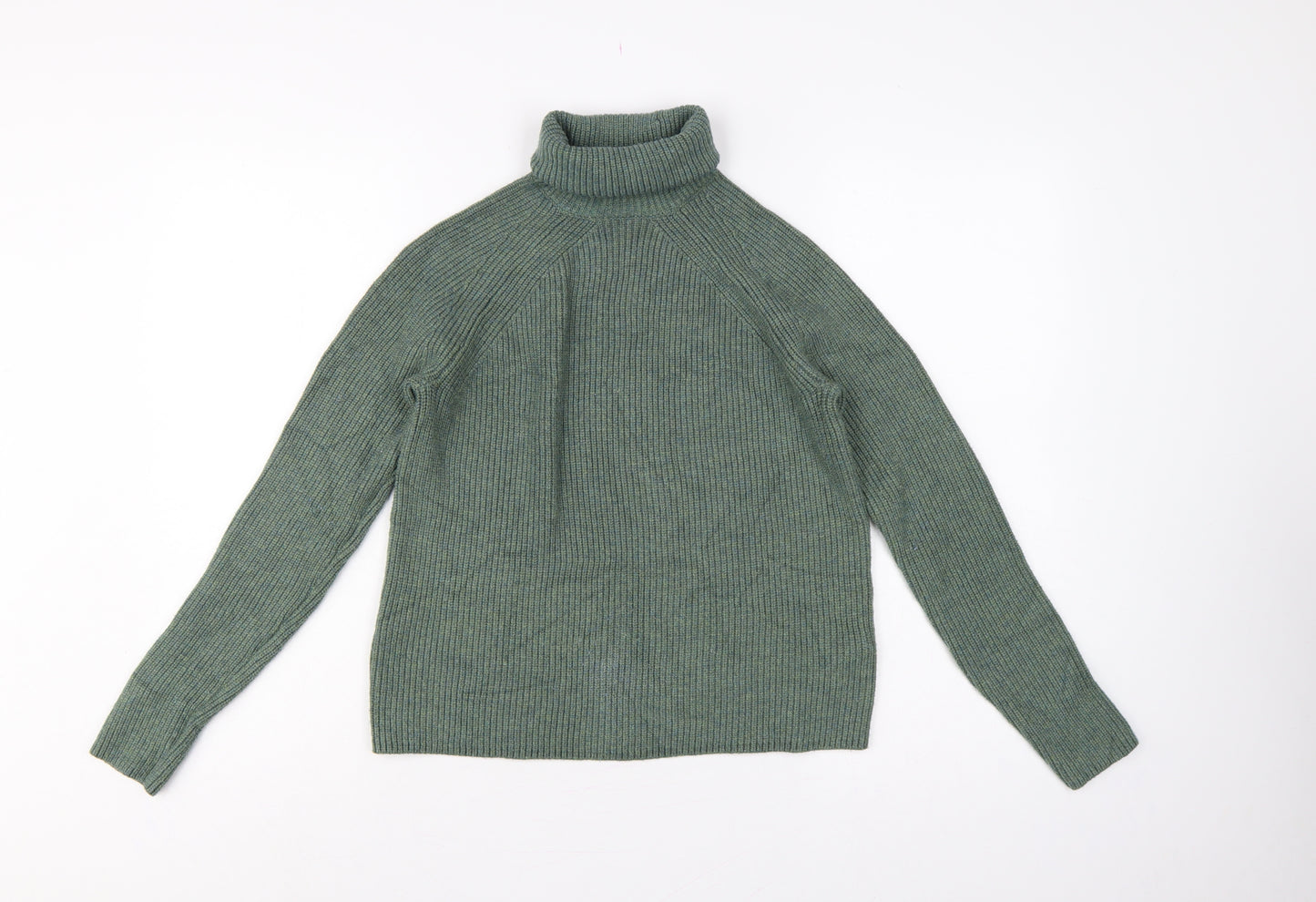 Marks and Spencer Women’s Green Roll Neck Rib Knit Jumper UK 4