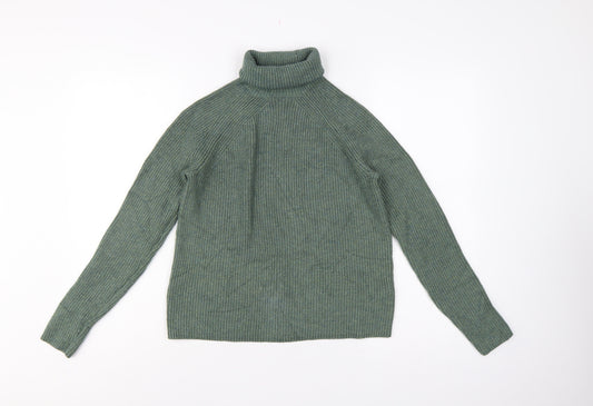 Marks and Spencer Women’s Green Roll Neck Rib Knit Jumper UK 4