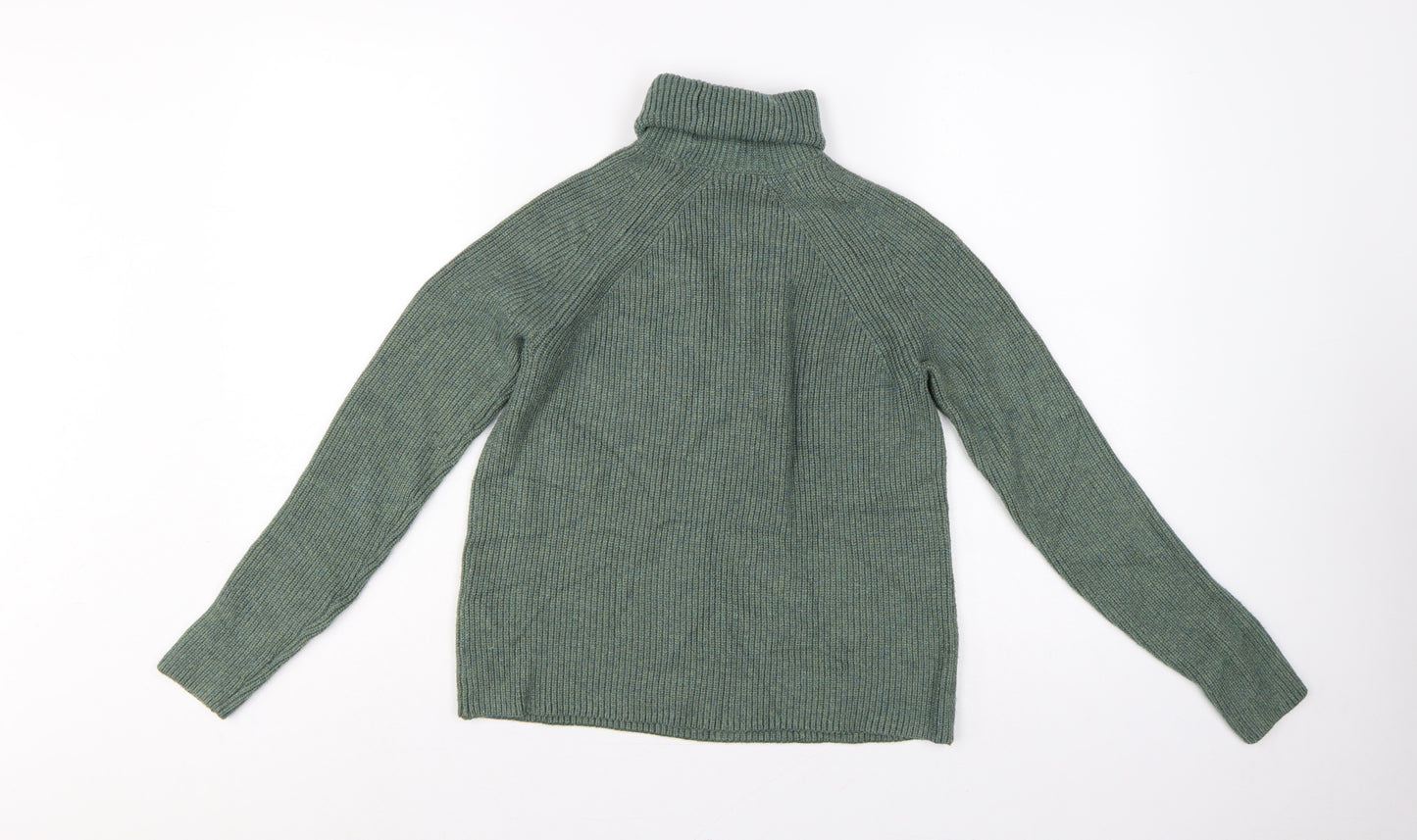 Marks and Spencer Women’s Green Roll Neck Rib Knit Jumper UK 4