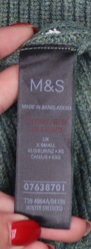 Marks and Spencer Women’s Green Roll Neck Rib Knit Jumper UK 4