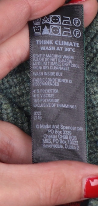 Marks and Spencer Women’s Green Roll Neck Rib Knit Jumper UK 4