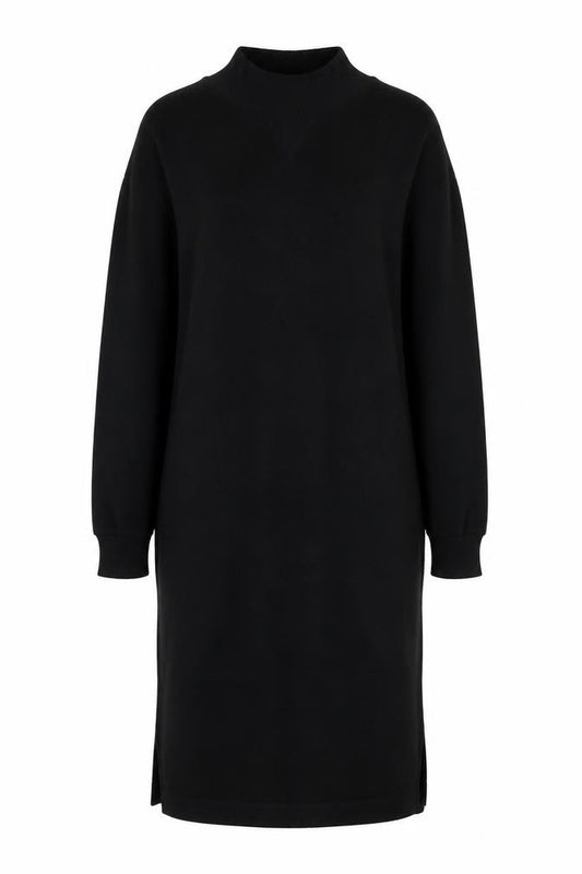 Front view of Marks & Spencer Women Black UK 6 Jumper Dress Mock Neck Knit