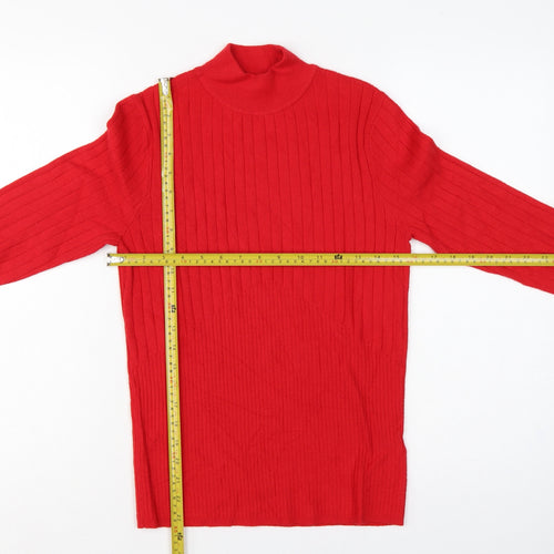 Marks and Spencer Women Red UK 12 Rib Knit Mock Neck Pullover Jumper