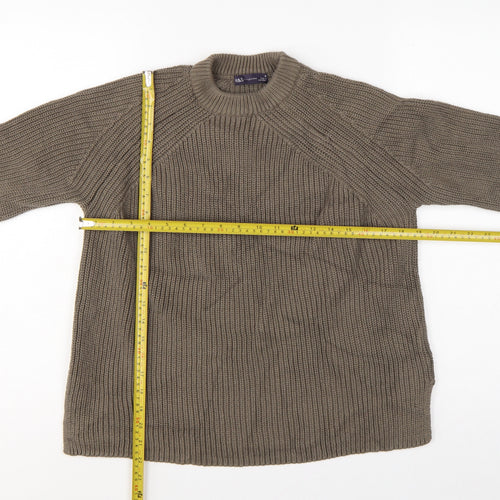Marks and Spencer Women Grey M Chunky Knit High Neck Jumper