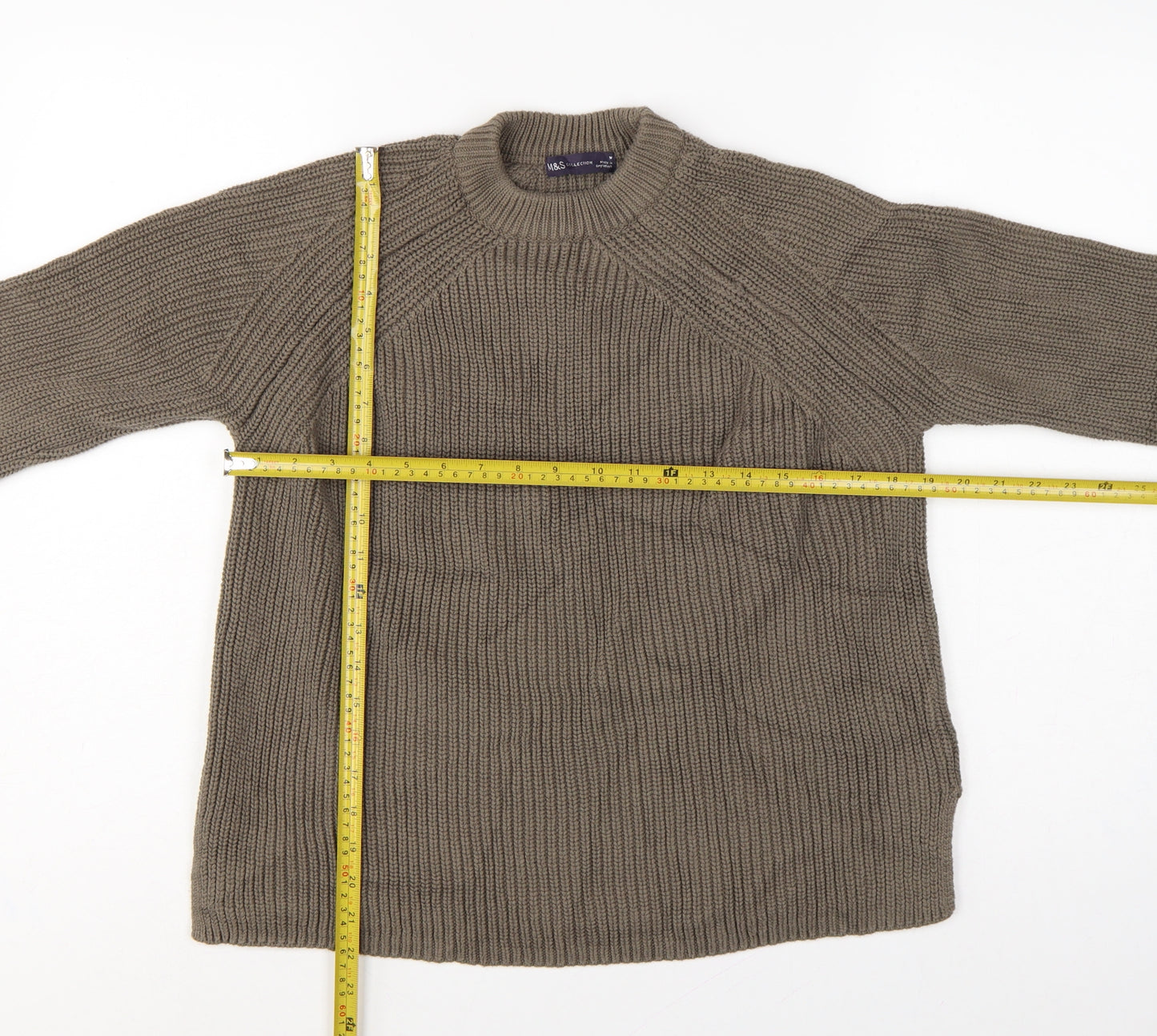 Marks and Spencer Women Grey M Chunky Knit High Neck Jumper
