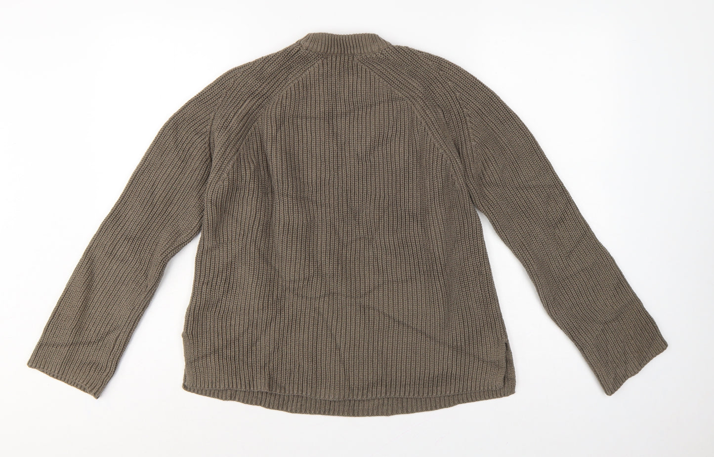 Marks and Spencer Women Grey M Chunky Knit High Neck Jumper