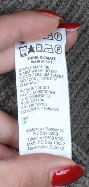 Marks and Spencer Women Grey M Chunky Knit High Neck Jumper