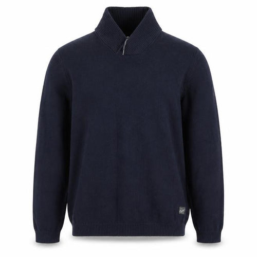Jack & Jones Men Navy L Shawl Neck 1/4 Zip Cotton Knit Jumper
