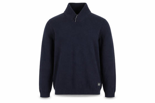 Jack & Jones Men Navy L Shawl Neck 1/4 Zip Cotton Knit Jumper