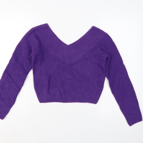 Divided Women’s Purple V-Neck Knit Pullover Jumper Size S