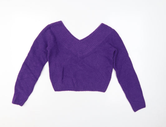 Divided Women’s Purple V-Neck Knit Pullover Jumper Size S