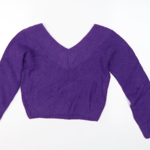 Divided Women’s Purple V-Neck Knit Pullover Jumper Size S