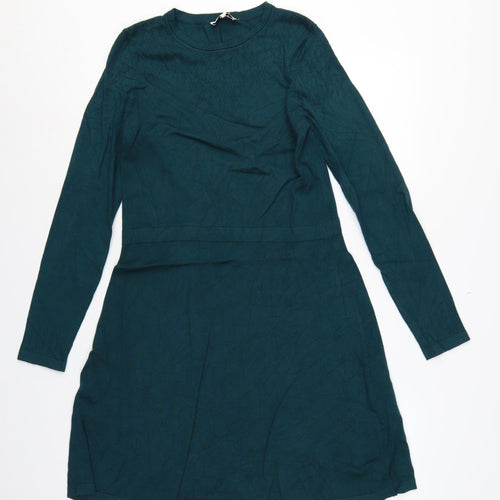Warehouse Women Green UK 12 Fit & Flare Knit Knee Dress