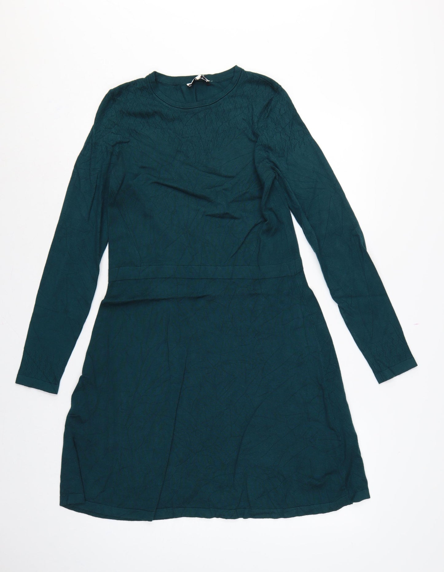 Warehouse Women Green UK 12 Fit & Flare Knit Knee Dress