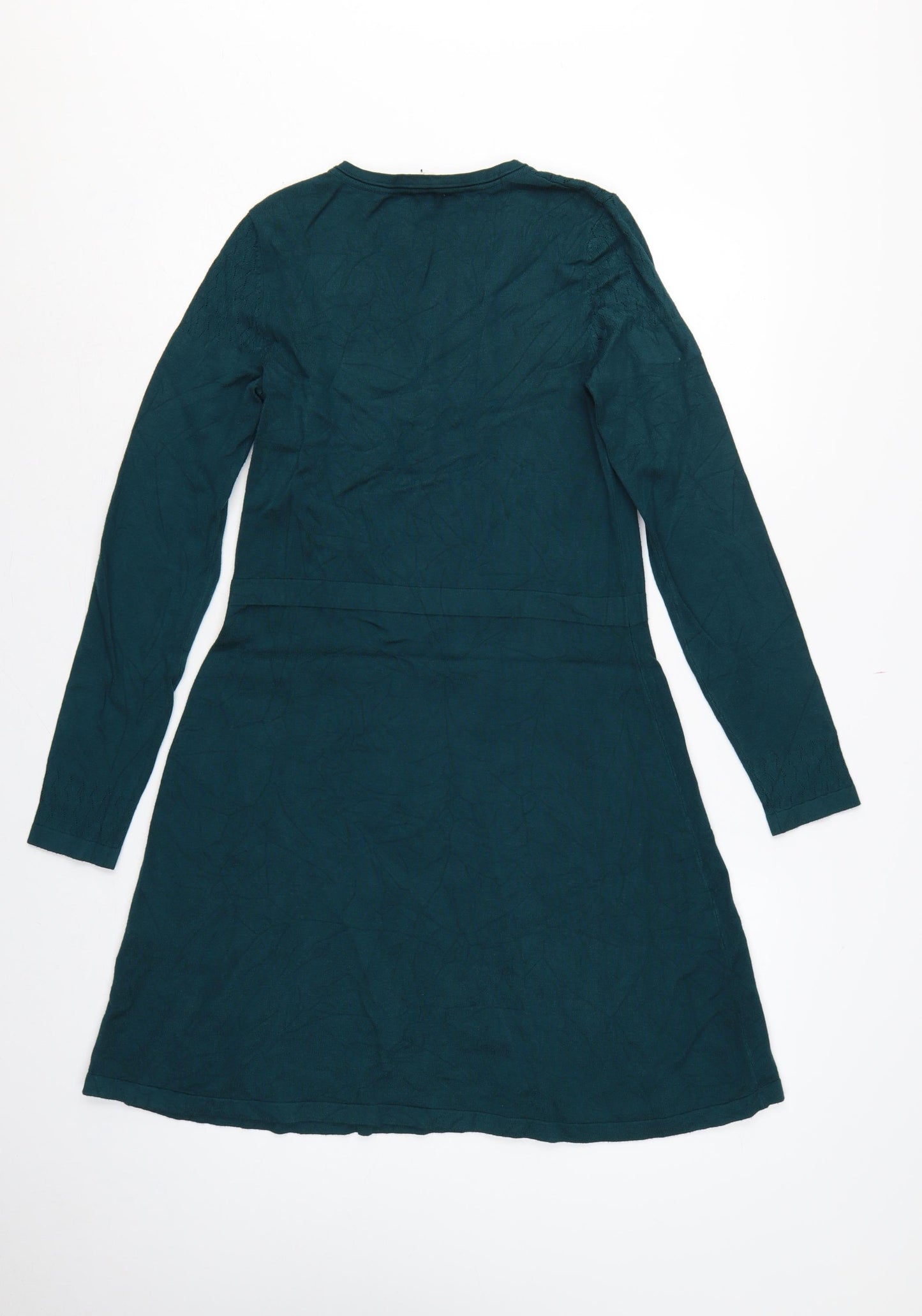 Warehouse Women Green UK 12 Fit & Flare Knit Knee Dress