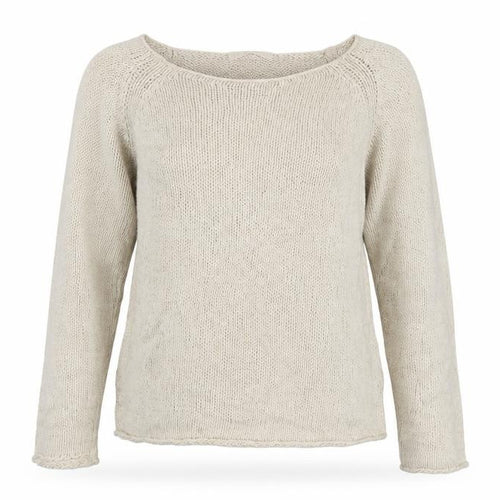 Marks and Spencer Women Beige UK 12 Boat Neck Cotton Knit Jumper
