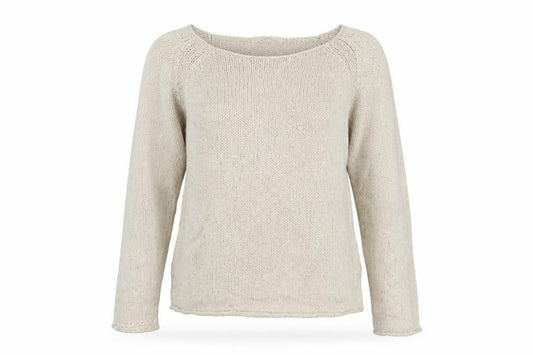 Marks and Spencer Women Beige UK 12 Boat Neck Cotton Knit Jumper