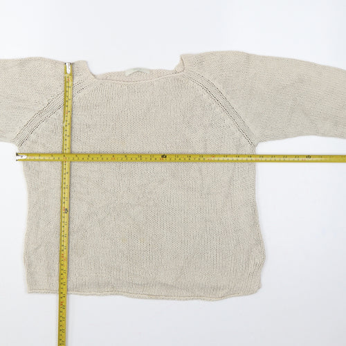 Marks and Spencer Women Beige UK 12 Boat Neck Cotton Knit Jumper