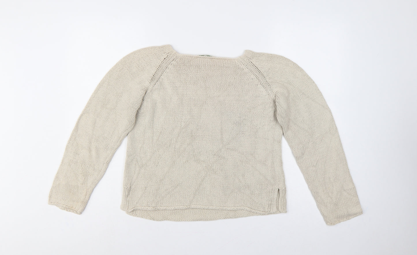 Marks and Spencer Women Beige UK 12 Boat Neck Cotton Knit Jumper