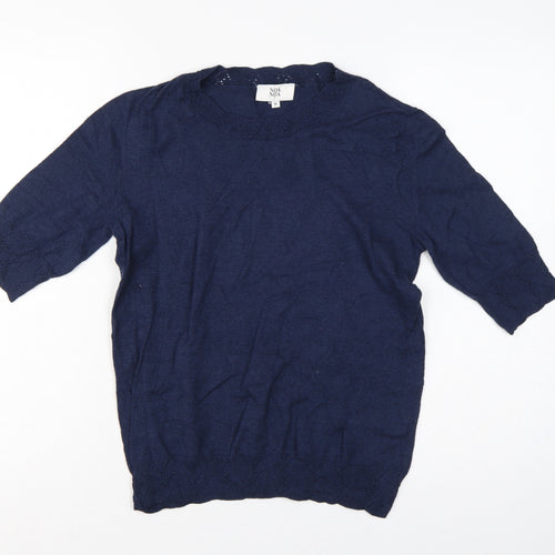 Noa Noa Women’s Blue Cotton 3/4 Sleeve Pullover Jumper UK 12