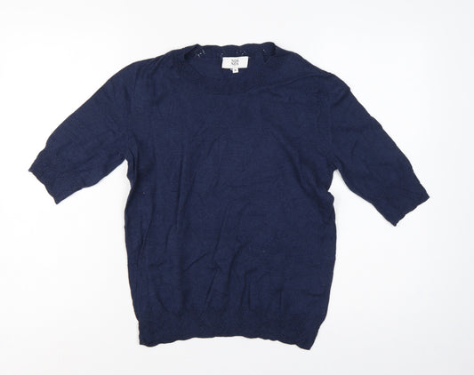 Noa Noa Women’s Blue Cotton 3/4 Sleeve Pullover Jumper UK 12