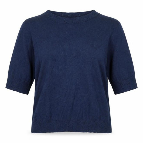Noa Noa Women’s Blue Cotton 3/4 Sleeve Pullover Jumper UK 12
