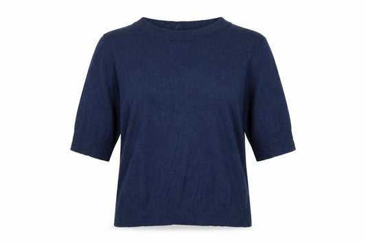 Noa Noa Women’s Blue Cotton 3/4 Sleeve Pullover Jumper UK 12