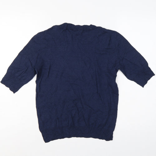 Noa Noa Women’s Blue Cotton 3/4 Sleeve Pullover Jumper UK 12