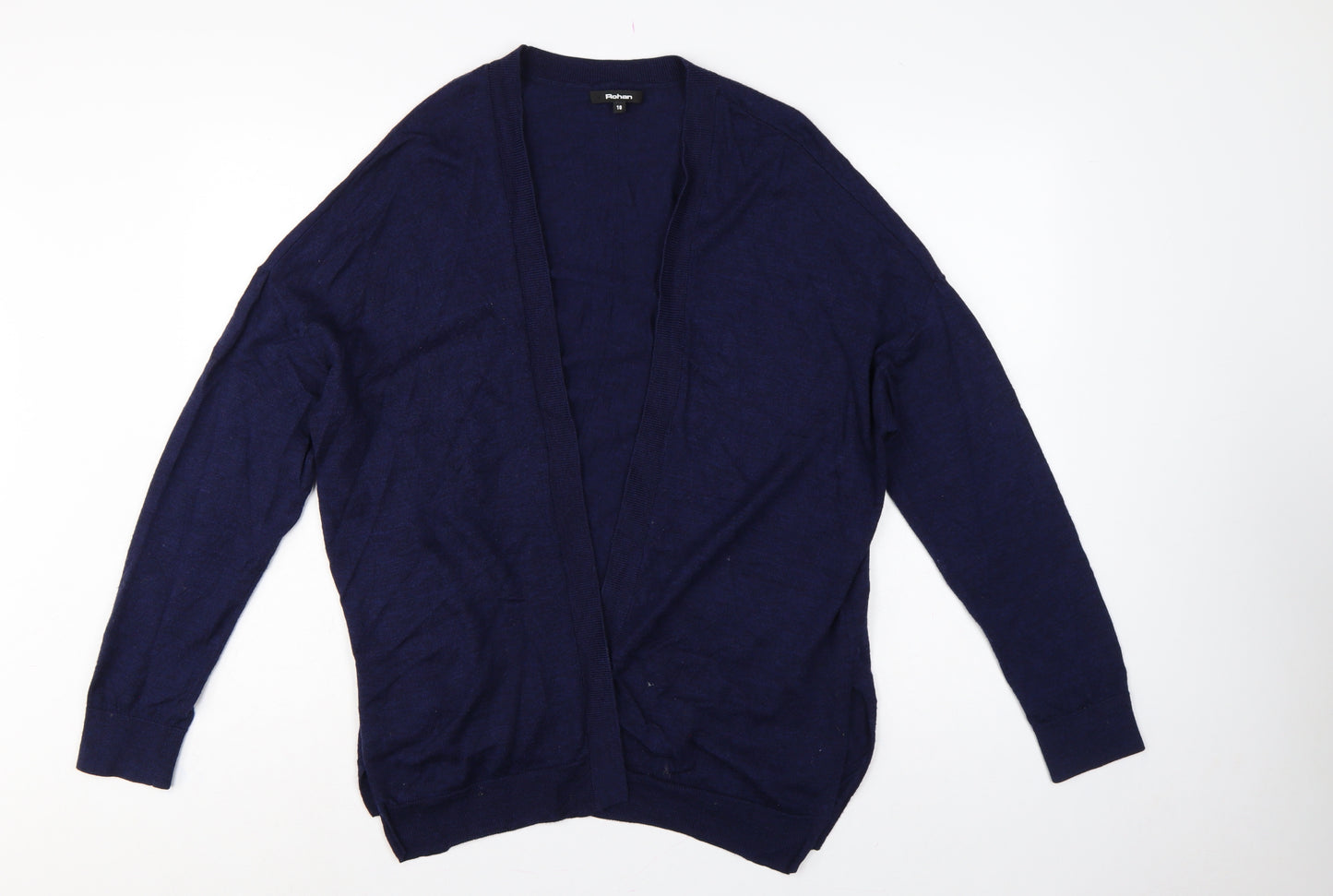 Rohan Women’s Blue Size 18 Merino Wool Open V-Neck Cardigan