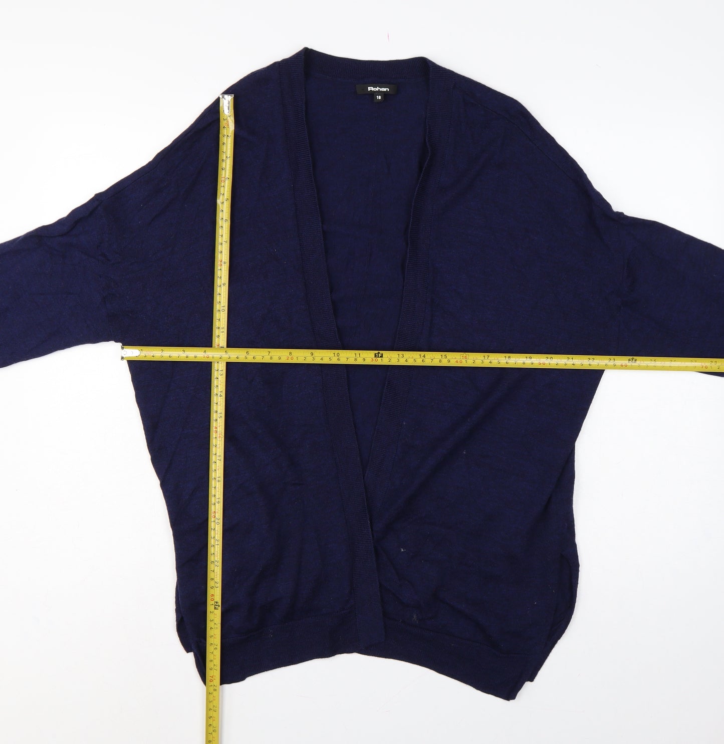 Rohan Women’s Blue Size 18 Merino Wool Open V-Neck Cardigan