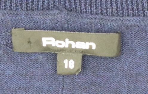 Rohan Women’s Blue Size 18 Merino Wool Open V-Neck Cardigan