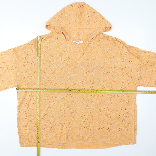 Next Women’s Orange 2XL Hooded V-Neck Open-Knit Jumper