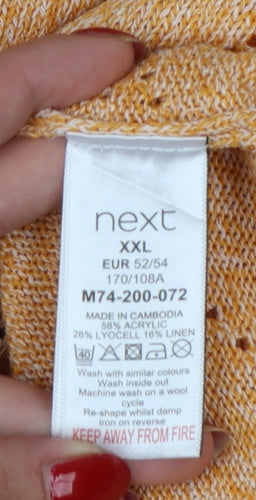 Next Women’s Orange 2XL Hooded V-Neck Open-Knit Jumper