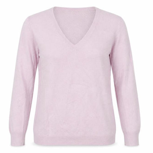 Style Benetton Women Pink Merino Wool V-Neck Knit Jumper Size L