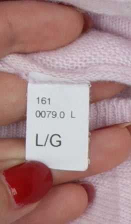 Style Benetton Women Pink Merino Wool V-Neck Knit Jumper Size L