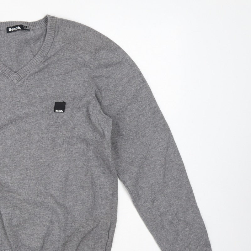 Additional view of Bench Men’s Grey, size S, V-Neck Logo Knit jumper