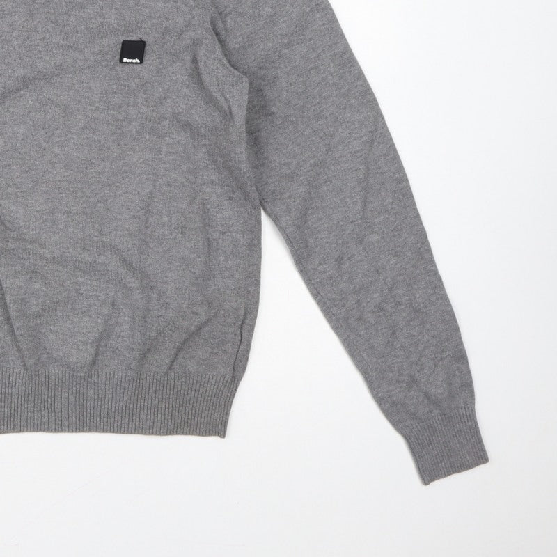 Additional view of Bench Men’s Grey, size S, V-Neck Logo Knit jumper