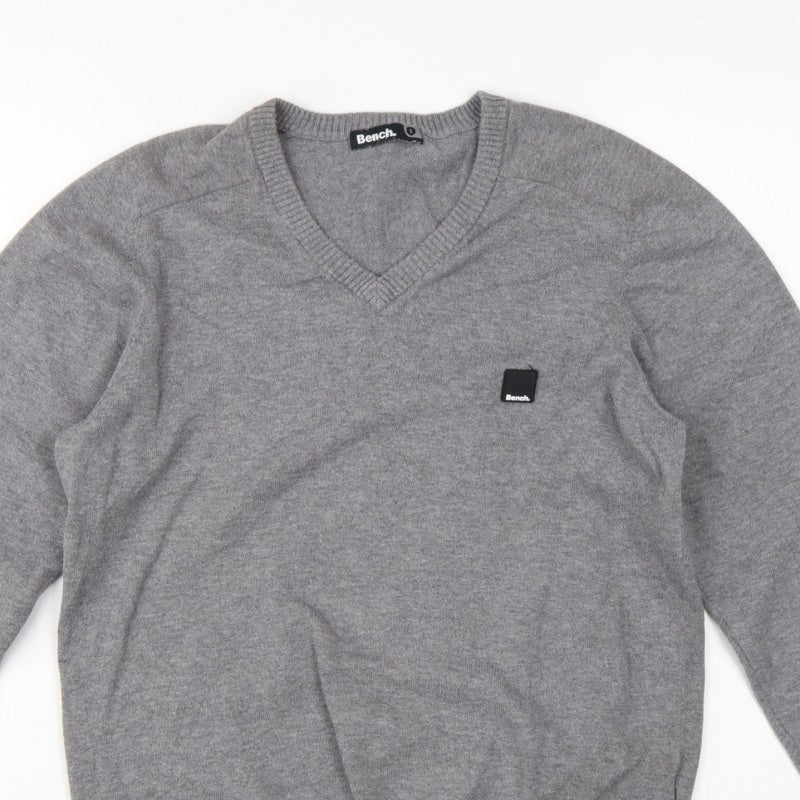 Additional view of Bench Men’s Grey, size S, V-Neck Logo Knit jumper