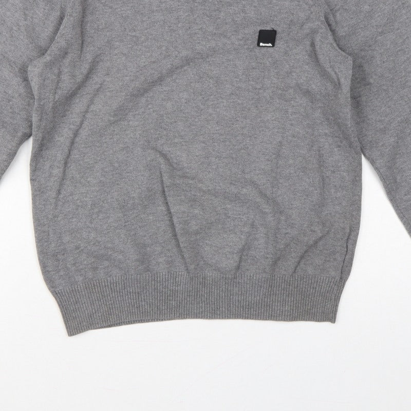Additional view of Bench Men’s Grey, size S, V-Neck Logo Knit jumper