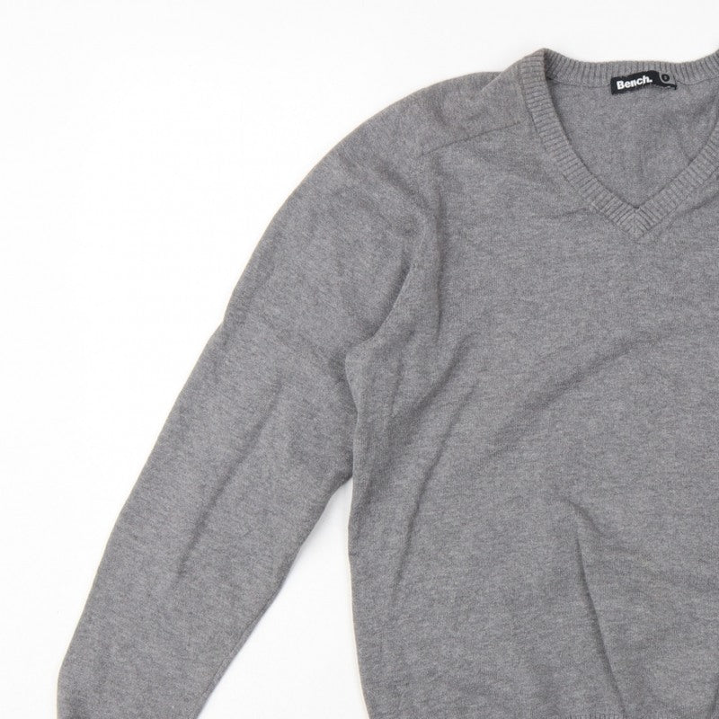 Additional view of Bench Men’s Grey, size S, V-Neck Logo Knit jumper