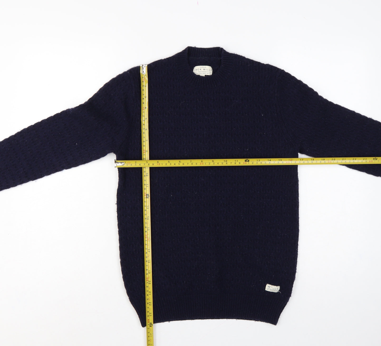 Jack Wills Men’s Blue S Lambswool Blend Crew Neck Pullover Jumper