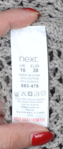 Next Women’s Beige UK 10 Cable Knit Lace Panel Open Cardigan