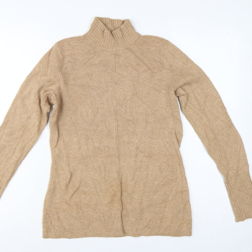 Marks and Spencer Women Beige UK 10 Roll Neck Knit Tunic Jumper