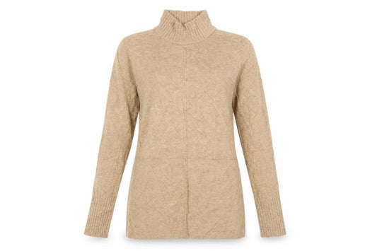 Marks and Spencer Women Beige UK 10 Roll Neck Knit Tunic Jumper