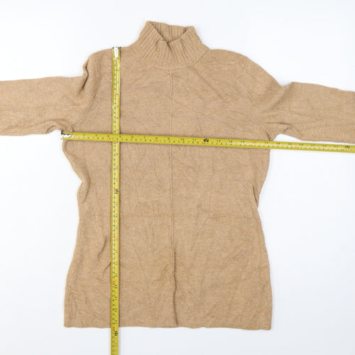 Marks and Spencer Women Beige UK 10 Roll Neck Knit Tunic Jumper