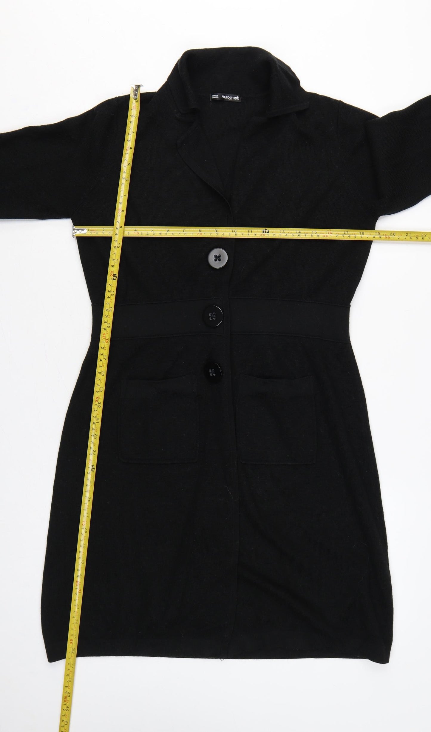 Marks & Spencer Autograph Women Black UK 14 Long Knit Button Cardigan