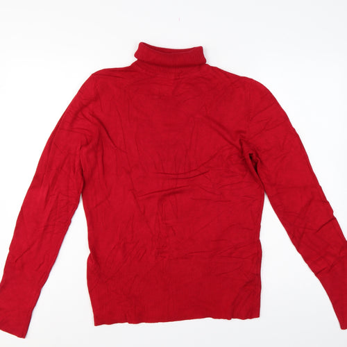 Wallis Women Red UK 10 Roll Neck Long Sleeve Knit Pullover Jumper